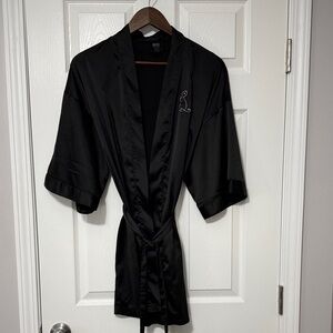 Luxurious Black Satin Kimono Robe